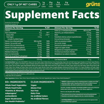 Grüns Adult Sugar-Free Greens Gummies, 28ct