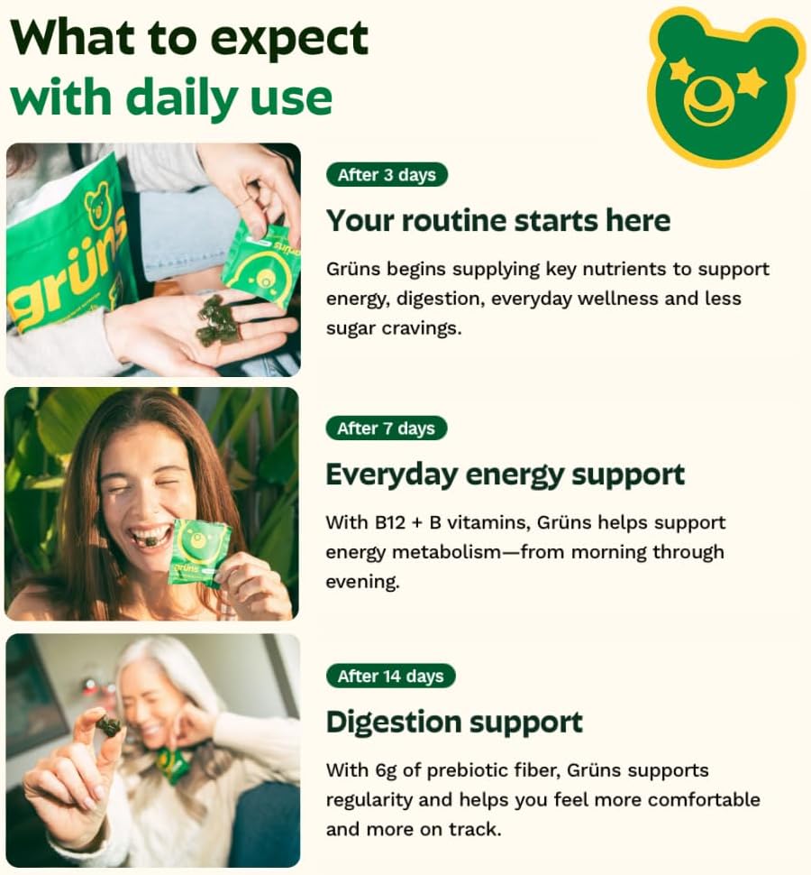 Grüns Adult Sugar-Free Greens Gummies, 28ct