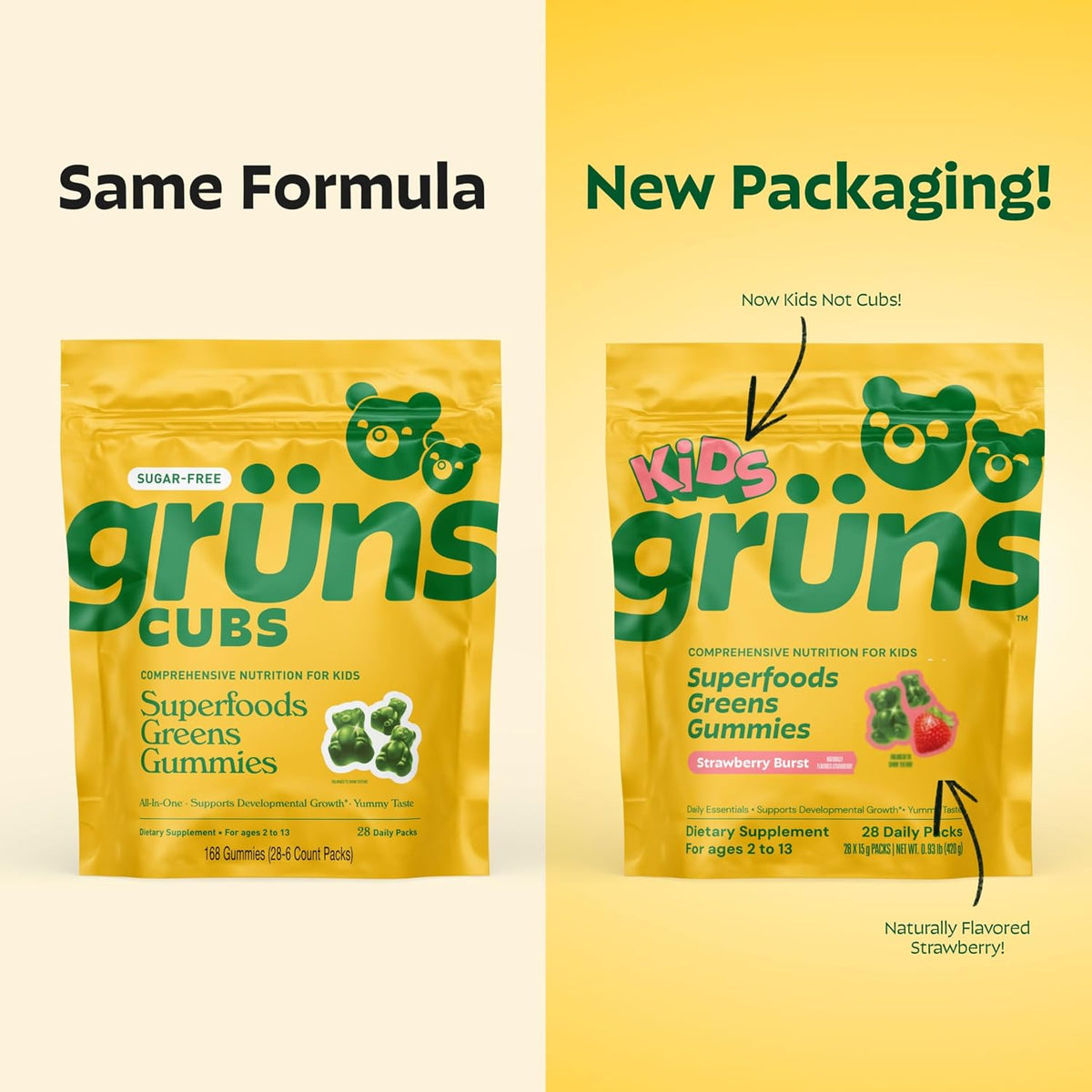 Grüns Kids Superfood Greens Gummies, 28ct